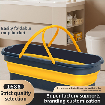 Sulankstomas stačiakampio formos mop kibiras su mikropluošto šluotele ir nerūdijančio plieno lazdele, apkrovos talpa virš 10 kg