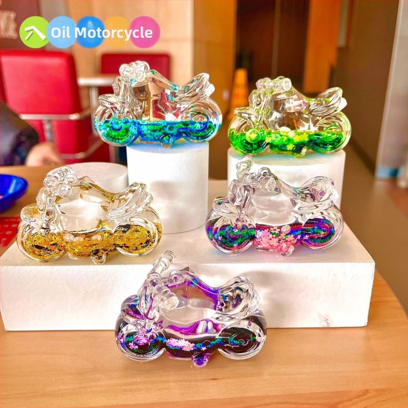 Raktų pakabukas su motociklu ir smėlio buteliuku, akrilas, animacijos stilius, atskirai įpakuota, dovana gimtadienio proga