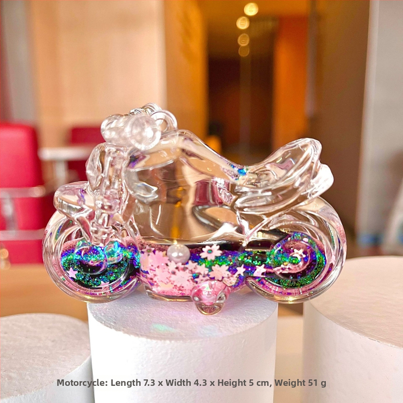 Raktų pakabukas su motociklu ir smėlio buteliuku, akrilas, animacijos stilius, atskirai įpakuota, dovana gimtadienio proga