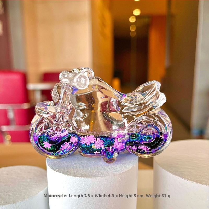 Raktų pakabukas su motociklu ir smėlio buteliuku, akrilas, animacijos stilius, atskirai įpakuota, dovana gimtadienio proga