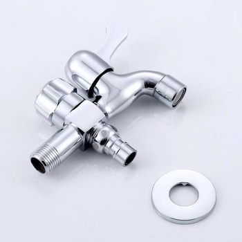 Меден многофункционален кран за пералня с предно- и задно използване, вход 1 към 2 изхода, керамичен картридж клапан, 20 мм свързвания, ръчна инсталация, повдигащ режим