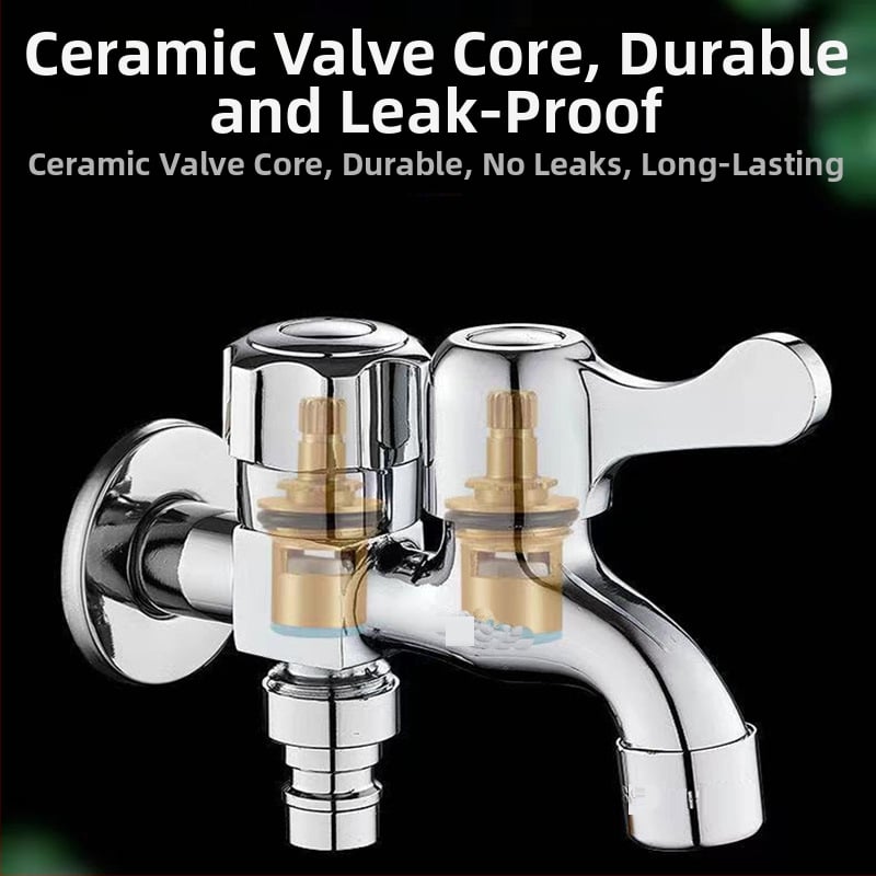 Varš daudzfunkcionālais veļasmazgāšanas krāns ar priekšējo un aizmuguri dviejkāršai lietošanai, viens ieeja diviem izlaidumiem, keramiska vārsta sirds, 20 mm savienojumi, manuāla uzstādīšana, pacelšanas tips