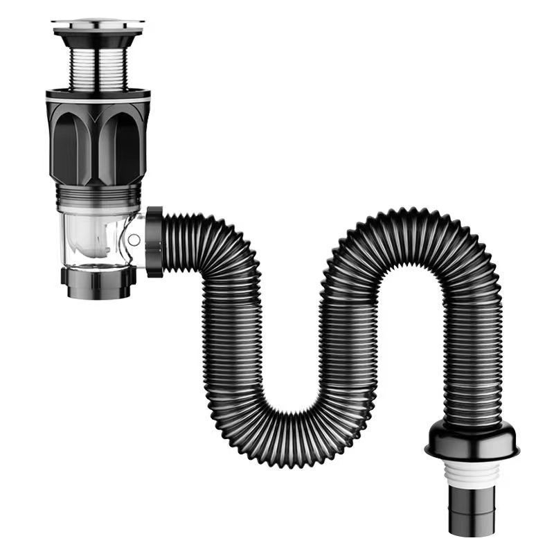 Комплект за дренаж на мивка за баня с предпазване от миризми, ABS материал, форма P-бенд, тип Flip, модел Brushed horizontal row, марка Long Whale