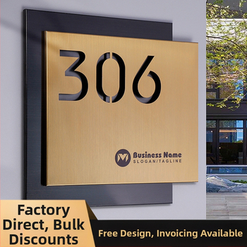 Nerūdijančio plieno durų ženklas, lazerinis graviravimas, dviejų sluoksnių tuščiavidurė numerio plokštė, lauko plokštė