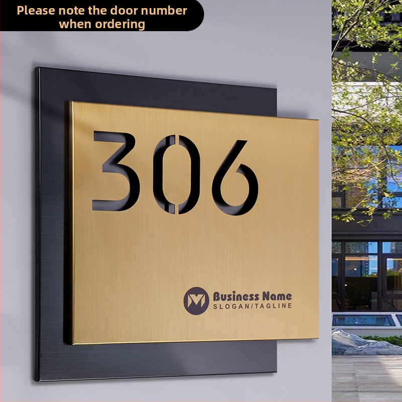 Nerūdijančio plieno durų ženklas, lazerinis graviravimas, dviejų sluoksnių tuščiavidurė numerio plokštė, lauko plokštė