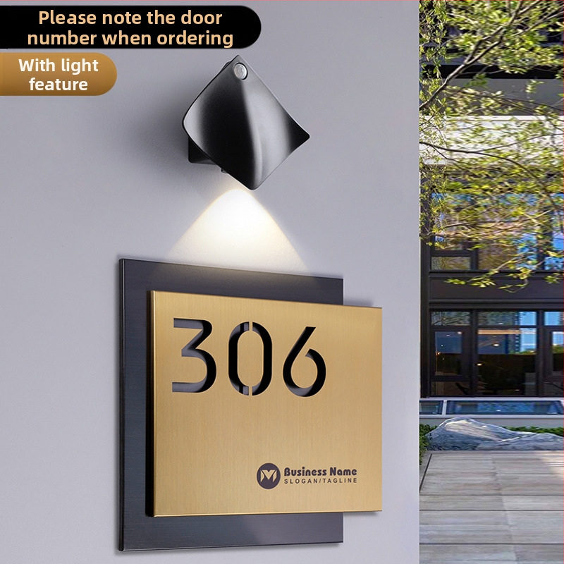 Nerūdijančio plieno durų ženklas, lazerinis graviravimas, dviejų sluoksnių tuščiavidurė numerio plokštė, lauko plokštė