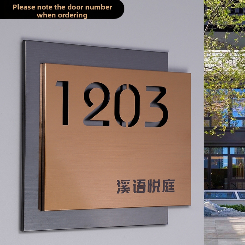 Nerūdijančio plieno durų ženklas, lazerinis graviravimas, dviejų sluoksnių tuščiavidurė numerio plokštė, lauko plokštė