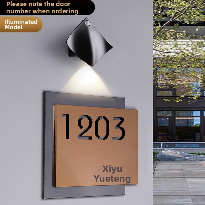 Nerūdijančio plieno durų ženklas, lazerinis graviravimas, dviejų sluoksnių tuščiavidurė numerio plokštė, lauko plokštė