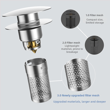 Valamu drenaaž - 304 roostevabast terasest, põrgetüüp, P-kumerus, Nine Glory