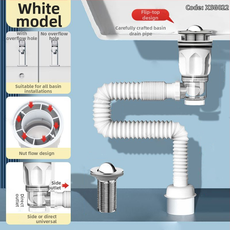 Põhjal drenaažikomplekt veekraanile, antimõrva funktsioon | Mudel: Sewer pipe; Vorm: topeltpeaga vees; Tüüp: tõmmake üles; Materjal: EVA; Tootekood: SCZ111