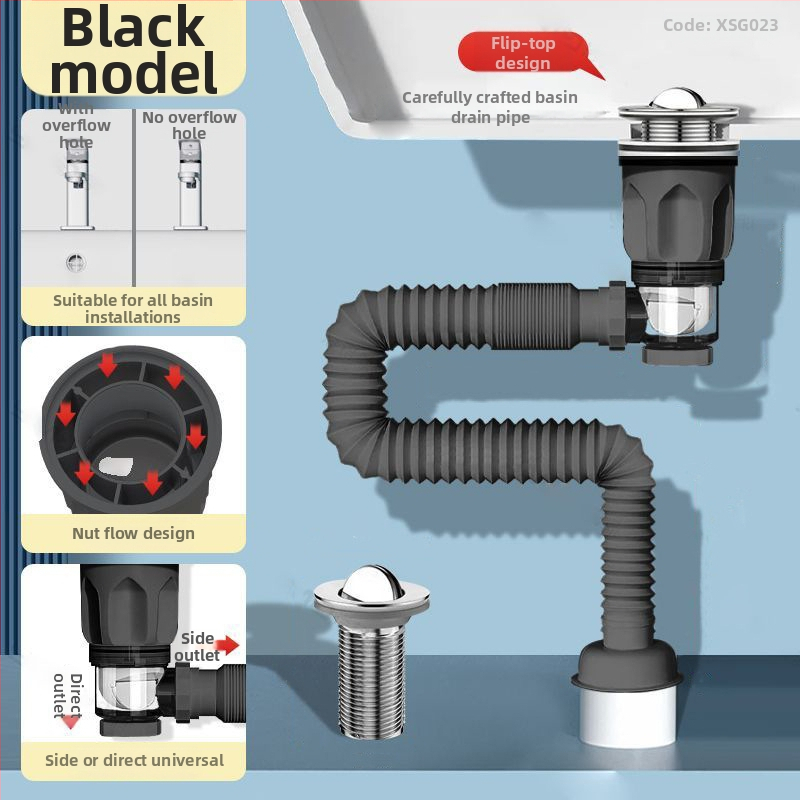 Põhjal drenaažikomplekt veekraanile, antimõrva funktsioon | Mudel: Sewer pipe; Vorm: topeltpeaga vees; Tüüp: tõmmake üles; Materjal: EVA; Tootekood: SCZ111