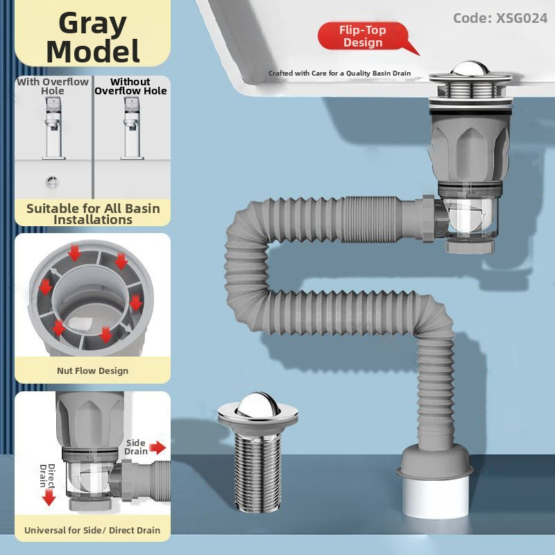 Põhjal drenaažikomplekt veekraanile, antimõrva funktsioon | Mudel: Sewer pipe; Vorm: topeltpeaga vees; Tüüp: tõmmake üles; Materjal: EVA; Tootekood: SCZ111