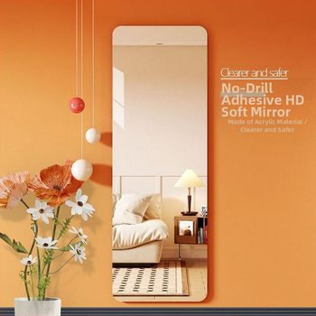Akrilinis sieninis lipnus pilno ūgio veidrodis, skirtas drabužių spintai, makiažui ir apsirengimui