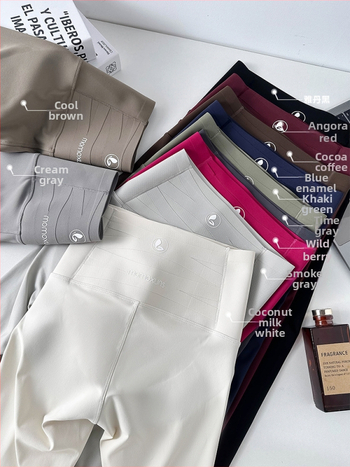 Sieviešu augstas jostas jogas legingi vēdera kontrolei, 9-punkta garums, neilona-spandeksa materiāls, teksta raksts, slim-fit