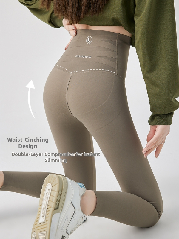 Sieviešu augstas jostas jogas legingi vēdera kontrolei, 9-punkta garums, neilona-spandeksa materiāls, teksta raksts, slim-fit