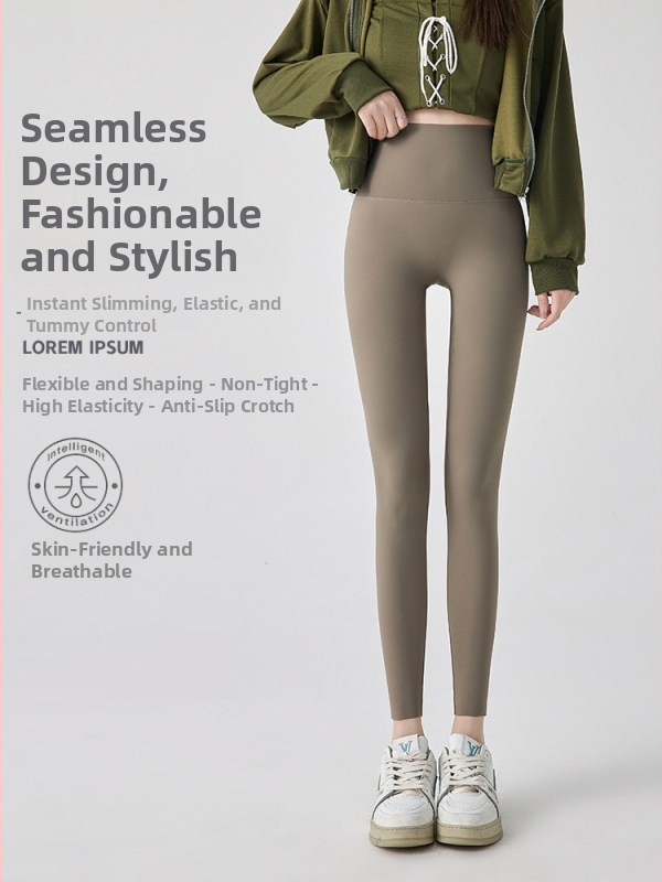 Sieviešu augstas jostas jogas legingi vēdera kontrolei, 9-punkta garums, neilona-spandeksa materiāls, teksta raksts, slim-fit