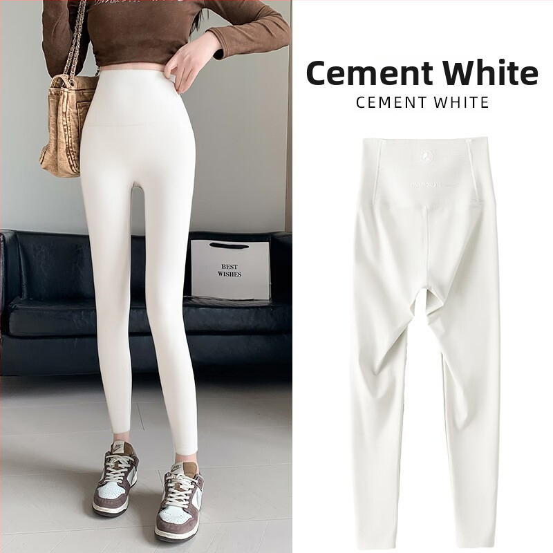 Sieviešu augstas jostas jogas legingi vēdera kontrolei, 9-punkta garums, neilona-spandeksa materiāls, teksta raksts, slim-fit