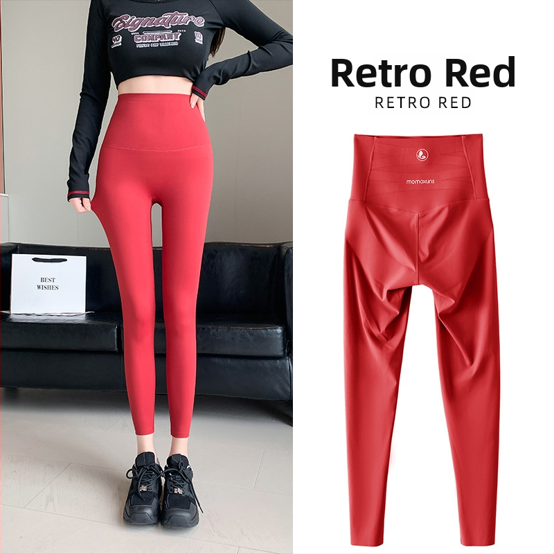 Sieviešu augstas jostas jogas legingi vēdera kontrolei, 9-punkta garums, neilona-spandeksa materiāls, teksta raksts, slim-fit