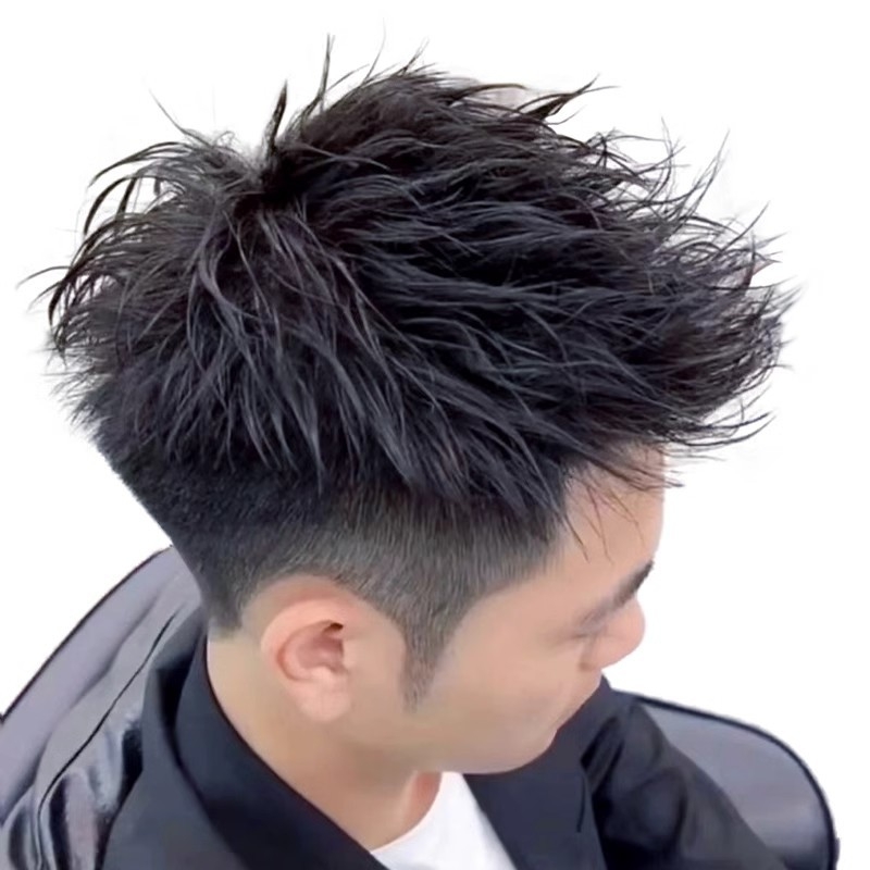 Мъжка перука за върха на главата, машинно изработена, човешка коса, може да се къдри или боядисва, покрива оплешивяване