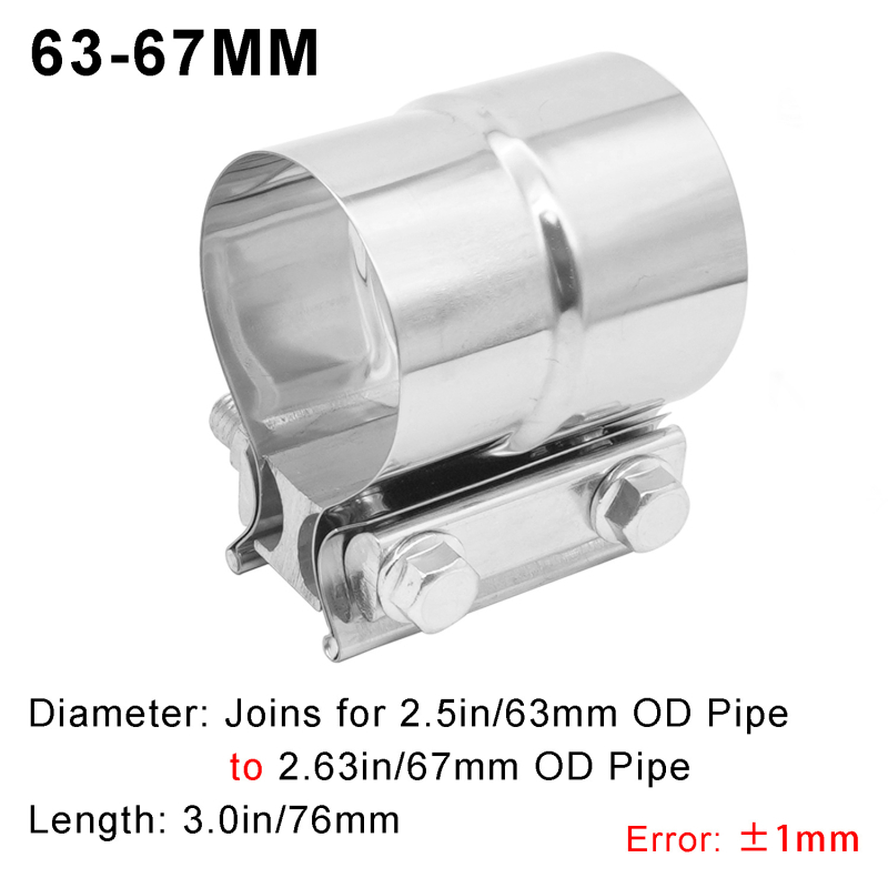 Скоба за изпускателна тръба на автомобил за съединяване на тръби, модел XH-6311; диаметър 57 мм, дължина 76 мм; материал: неръждаема стомана/алуминий/желязо
