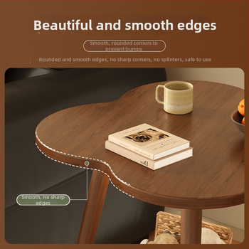 Dviejų aukštų šoninis staliukas su saugykla, šiuolaikinis minimalistinis stilius, medinis rėmas