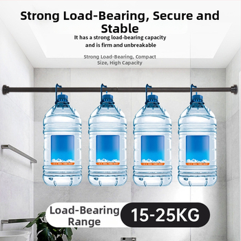 Telescopická tyč z nerezovej ocele do kúpeľne — bez vŕtania, nastaviteľná, na sprchové závesy, dvere a šatník; moderný minimalistický štýl