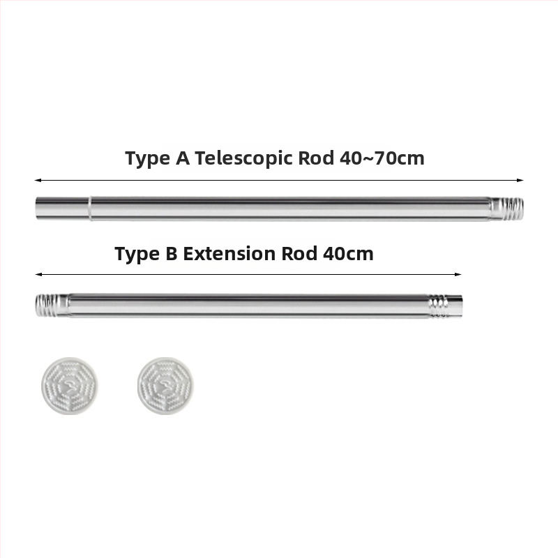 Telescopická tyč z nerezovej ocele do kúpeľne — bez vŕtania, nastaviteľná, na sprchové závesy, dvere a šatník; moderný minimalistický štýl