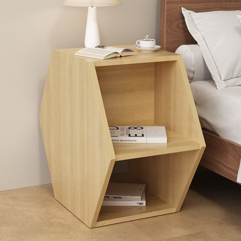 Šešiakampis kavos staliukas su saugyklos erdve, PVC kraštas, 3-in-1 jungtis, suapvalinti kampai