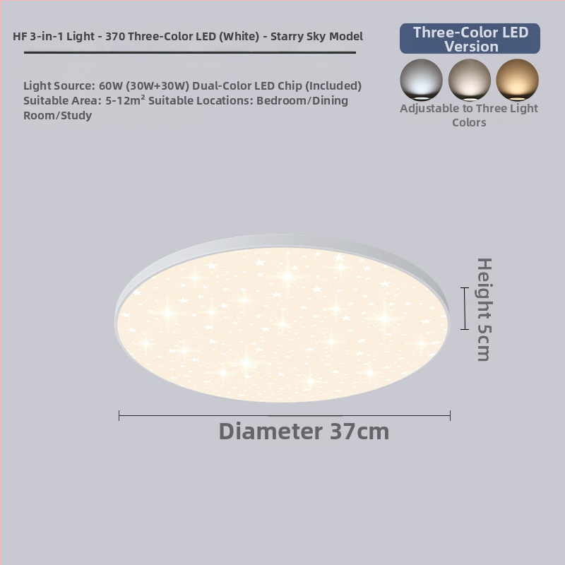 LED lubų šviestuvas su trimis apsaugomis, 220V, 3–5 m² aprėptis, akrilo korpusas su ABS gaubtu, tinka virtuvei ir tualetei