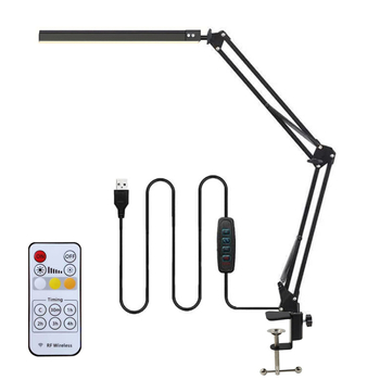 LED φωτιστικό γραφείου με μακρύ βραχίονα και αναδιπλούμενο σχεδιασμό για μελέτη και κοιτώνες – προστασία ματιών, τηλεχειριστήριο, τροφοδοσία USB, μεταλλικό σκίαστρο, CRI ≥90