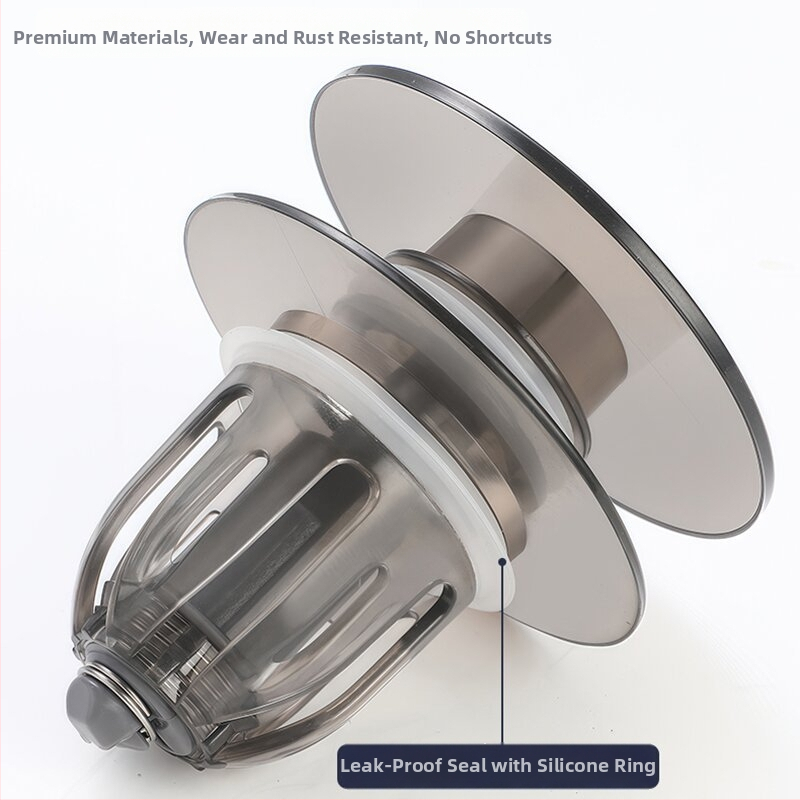 Попъп дренажна пробка за мивка 2d бутонен тип капак, P-образна форма, пластмасова, модел Tp-YW821523