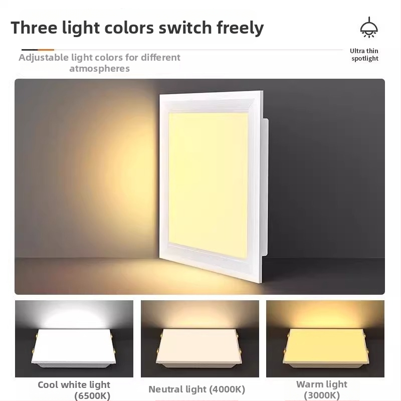 LED plakanā paneļa gaisma, P02, 220V, CRI 80, alumīnija sakausējums