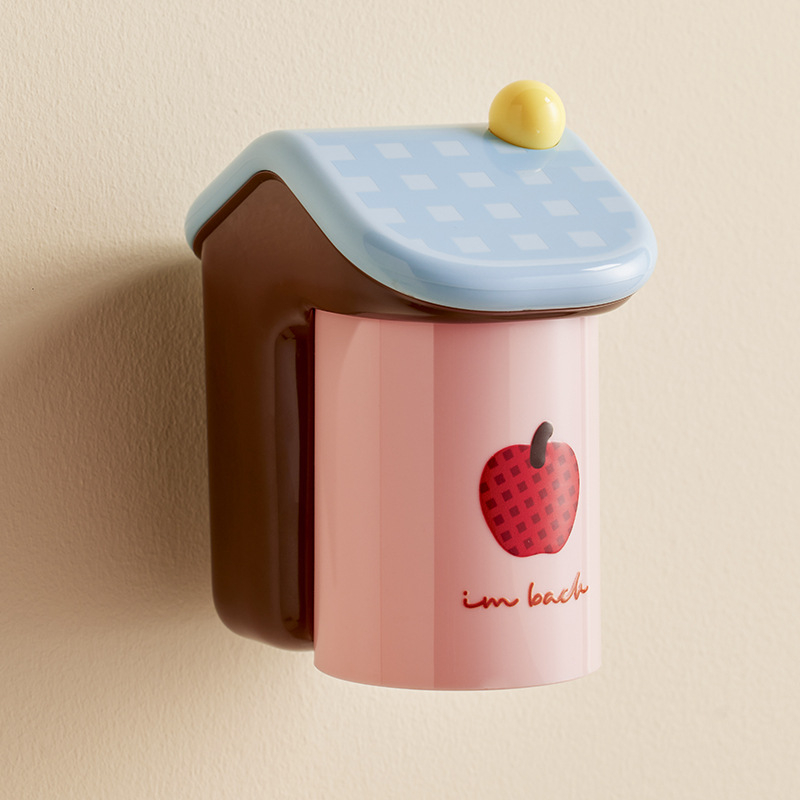 Loocoo dantų šepetėlio ir puodelio laikiklis — sieninis tvirtinimas, magnetinis pritraukimas, be gręžimo, iš plastiko, logotipo spausdinimas įmanomas