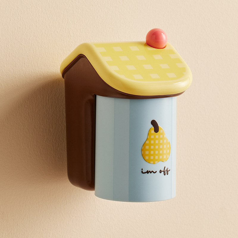 Loocoo dantų šepetėlio ir puodelio laikiklis — sieninis tvirtinimas, magnetinis pritraukimas, be gręžimo, iš plastiko, logotipo spausdinimas įmanomas