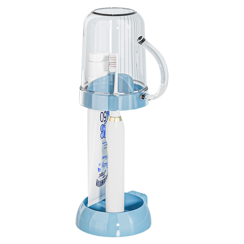 Nástenný držiak na zubné kefky s úložnou skrinkou na pohár, plastový, kód YJ998