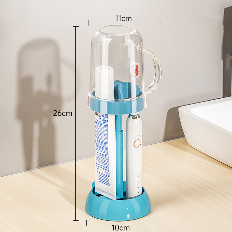 Nástenný držiak na zubné kefky s úložnou skrinkou na pohár, plastový, kód YJ998