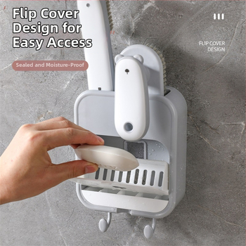 Kangmi plastový set mydlovej nádoby s kefkou, nástenný držiak mydla s prísavkou a krytom, 72 kusov