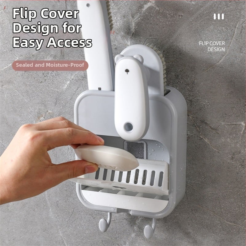 Kangmi plastmasas ziepju kastītes komplekts ar birsti, sienas piespraude ar piesūcekni un vāciņu, 72 gab.