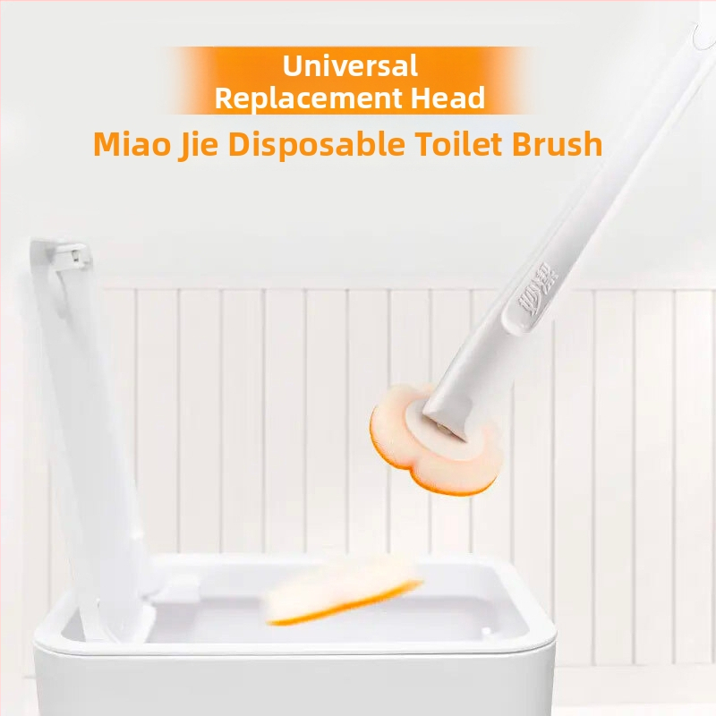 Miaojie Ühekordne tualetiharja komplekt sisseehitatud puhastusvahendiga, seinale kinnitatav, käsn