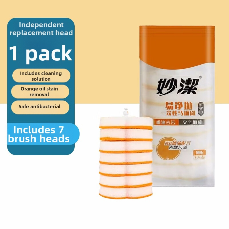 Miaojie Jednorazová sada kefy na toaletu s integrovaným čistiacim prostriedkom, nástenný držiak, so špongou