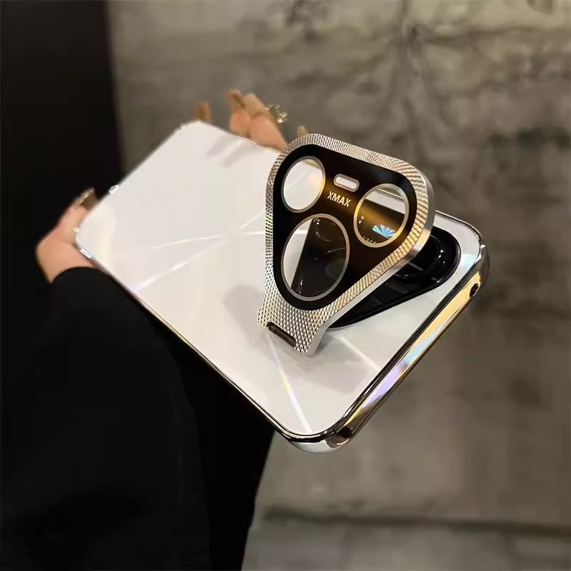 Kućište za telefon s metalnim nosačem leće MT60 za Huawei Pura70 Pro, Aurora laser završna obrada, PC materijal, elektroplatiranje, otporno na udarce, antiotisci prstiju