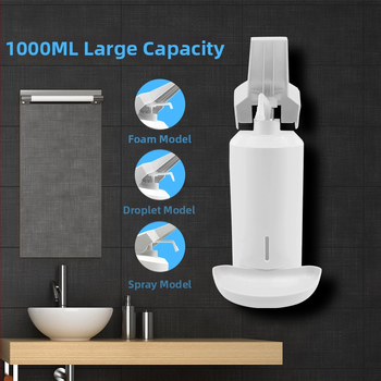 Rankinis muilo dozatorius su rankų spaudimo funkcija, sieninis montavimas, ABS inžinerinis plastikas, šiuolaikinis minimalistinis stilius, Idas