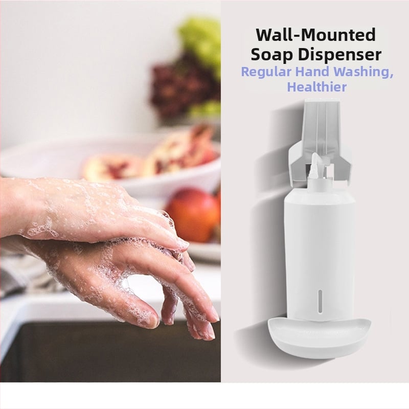 Rankinis muilo dozatorius su rankų spaudimo funkcija, sieninis montavimas, ABS inžinerinis plastikas, šiuolaikinis minimalistinis stilius, Idas