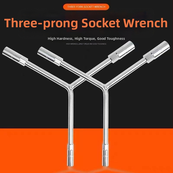 Zásuvkový kľúč — trojramenný a Y-tvar dizajn, nástroj na opravu pneumatík a motocyklov, z vysokouhlíkovej ocele, značka Powerful Merchant
