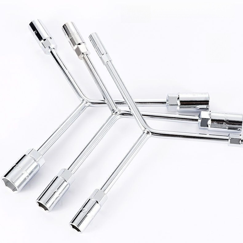 Zásuvkový kľúč — trojramenný a Y-tvar dizajn, nástroj na opravu pneumatík a motocyklov, z vysokouhlíkovej ocele, značka Powerful Merchant