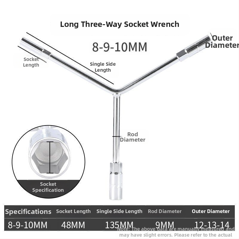 Zásuvkový kľúč — trojramenný a Y-tvar dizajn, nástroj na opravu pneumatík a motocyklov, z vysokouhlíkovej ocele, značka Powerful Merchant