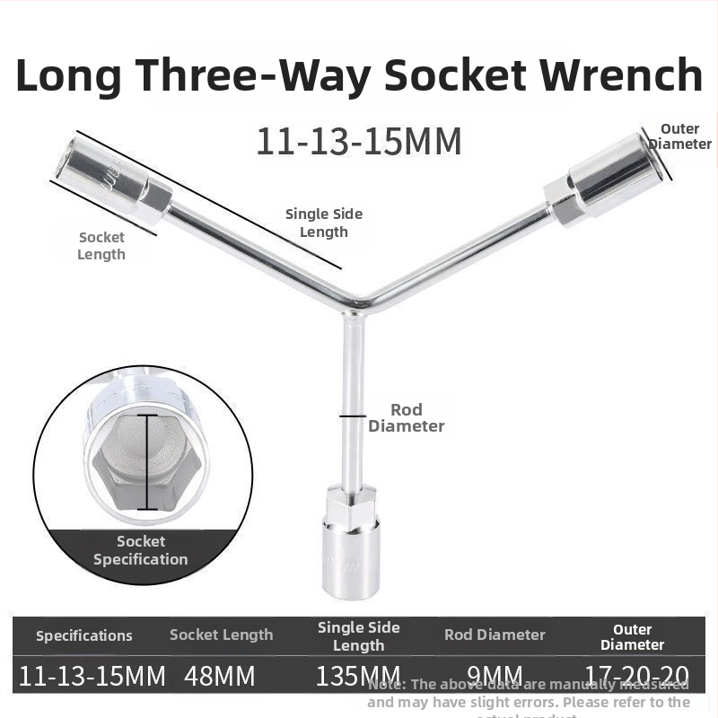 Zásuvkový kľúč — trojramenný a Y-tvar dizajn, nástroj na opravu pneumatík a motocyklov, z vysokouhlíkovej ocele, značka Powerful Merchant