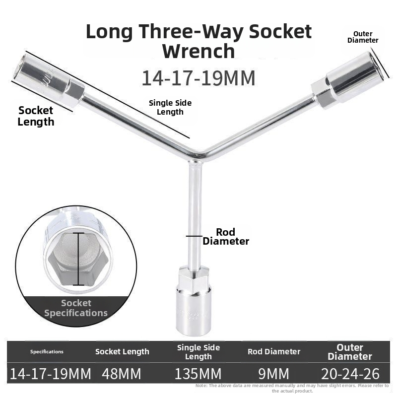 Zásuvkový kľúč — trojramenný a Y-tvar dizajn, nástroj na opravu pneumatík a motocyklov, z vysokouhlíkovej ocele, značka Powerful Merchant
