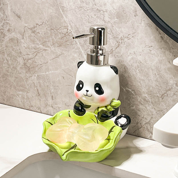 Керамична бутилка за дезинфекция на ръце с механизъм за натискане, глазуриран дизайн, стил лайт люкс, подходяща за баня и гел за душ