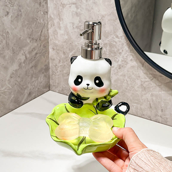 Керамична бутилка за дезинфекция на ръце с механизъм за натискане, глазуриран дизайн, стил лайт люкс, подходяща за баня и гел за душ